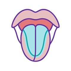 Open mouth with protruding blue tongue vector illustration