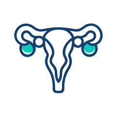 Minimalist vector illustration of female reproductive system on black