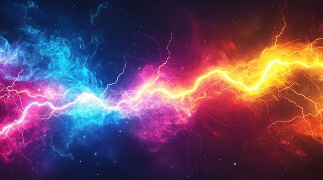 Powerful dual-colored lightning energy clash