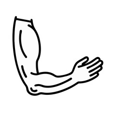 Powerful white silhouette arm displaying muscles in black background