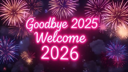 Happy new year fireworks celebration goodbye welcome wishes festive holiday greeting season party