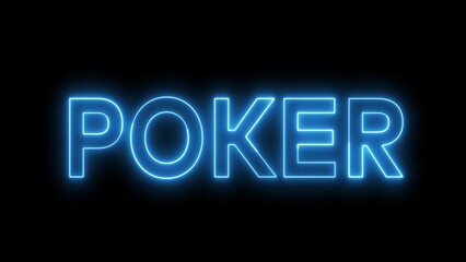 POKER neon sign. Neon sign poker. Poker logo animation.