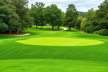 golf course with a green in the middle of it