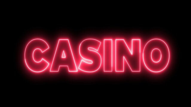 Casiono neon sign. Neon sign casino. Casino letter neon logo animation.	