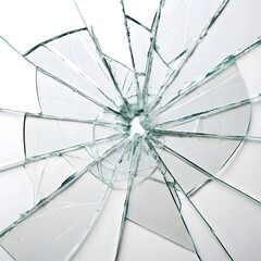 Obraz premium Shattered Glass Isolated, Broken Glass Fragment on White, Jagged Glass