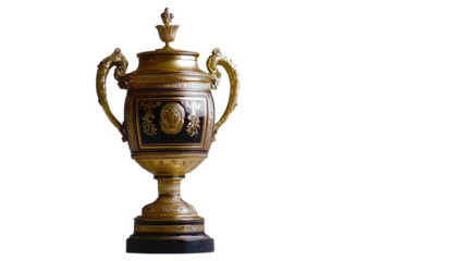Ornate golden trophy.  Detailed, classic design