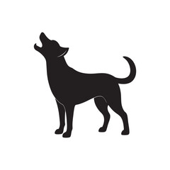 Barking Dog Silhouette On White