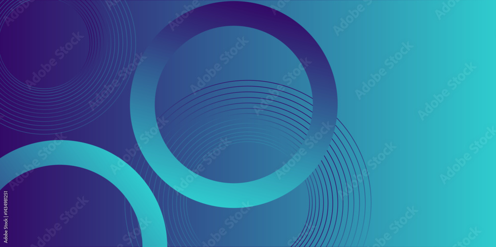 Poster modern abstract gradian background with transparent layers circle shape with shadow. blue and color 