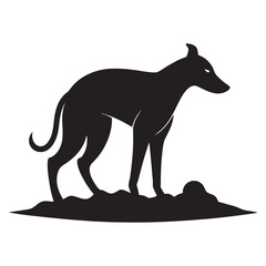 Dog Digging Silhouette Vector Art