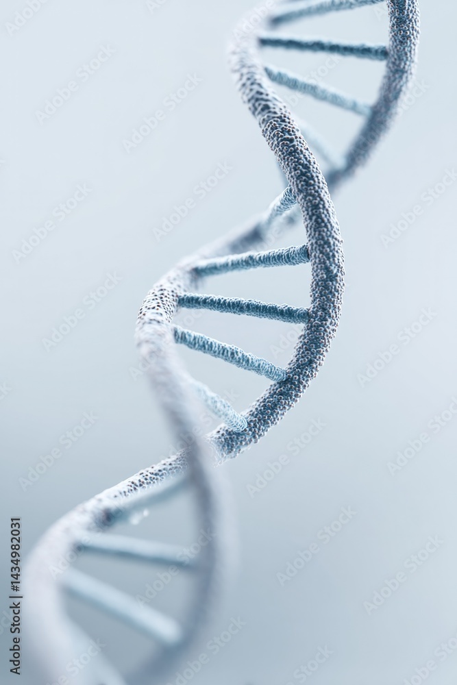 Poster close-up of dna double helix model or genetics research setup against minimalistic and neutral backd
