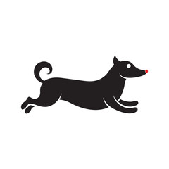 Rolling Dog Silhouette Vector Art