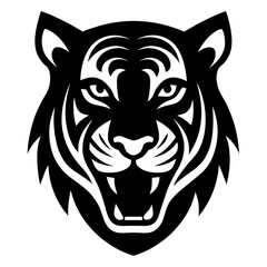 Fototapeta premium Black and White Tiger Head Illustration