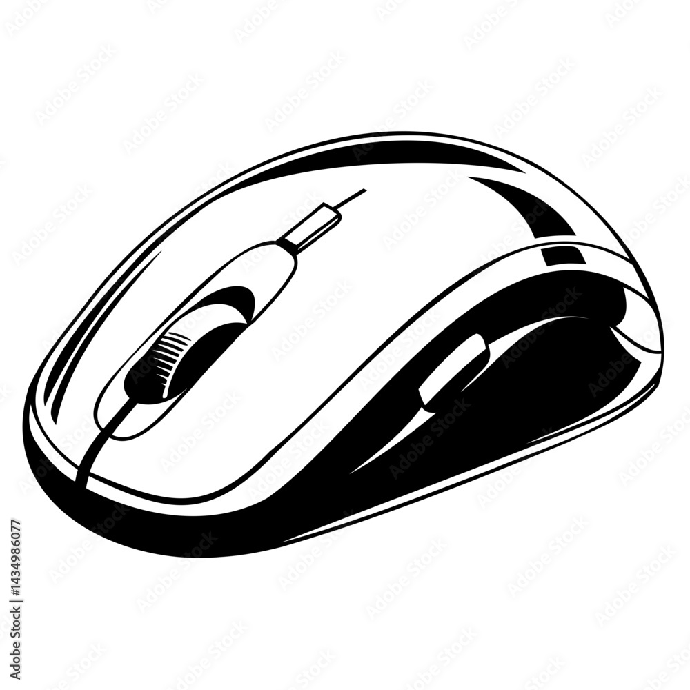 Poster minimalist computer mouse icon vector silhouette on a transparent background