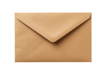 Closed brown envelope for sending letters or documents isolated on transparent background