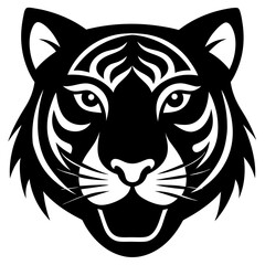 Obraz premium Black and White Tiger Head Illustration