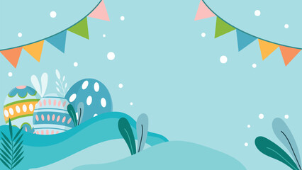 Easter with Egg and Rabbit Vector Background