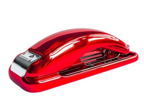 Glossy red stapler, modern design