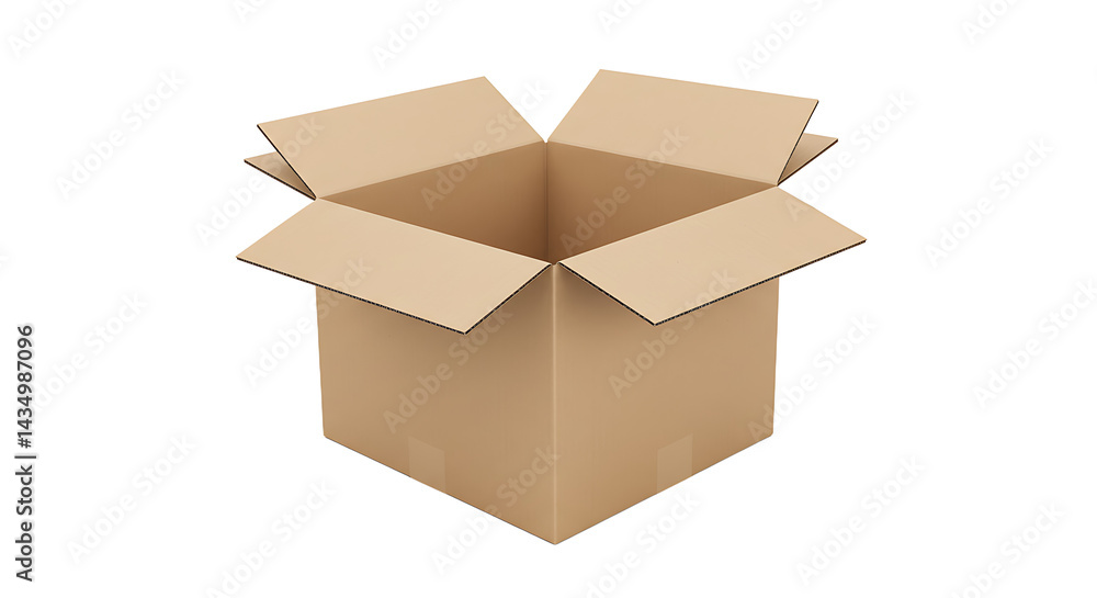 Poster a cardboard box is open and empty on a black background ready for shipping or moving items inside it