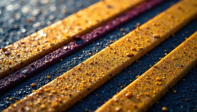 Close-up of a textured surface with repeating striped motif resembling a racetrack , cloth, race