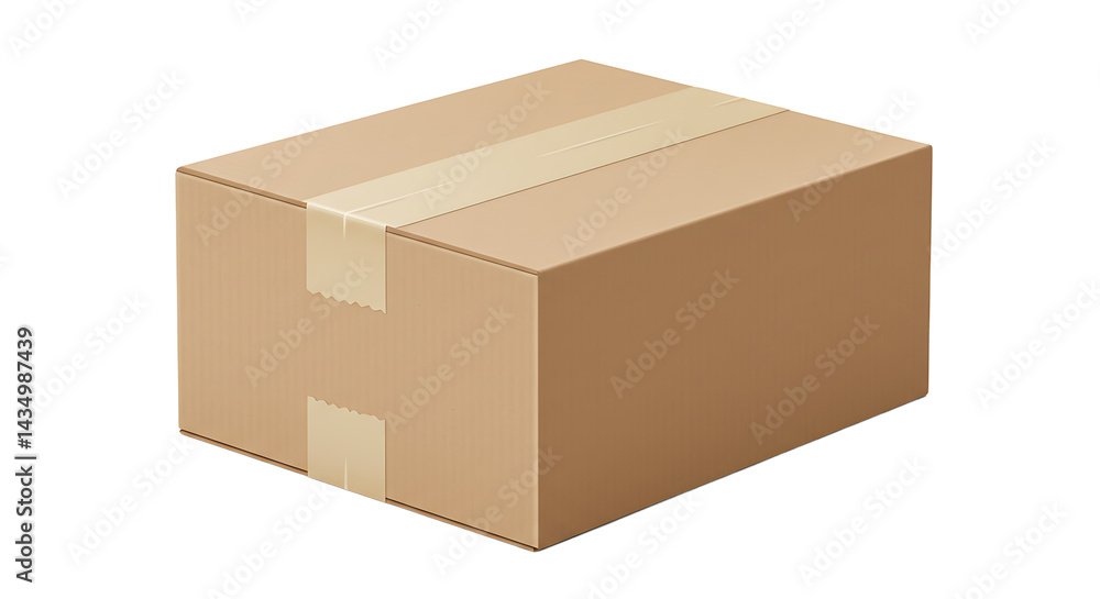 Poster a closed rectangular cardboard box sealed with tape on a black background in a studio shot