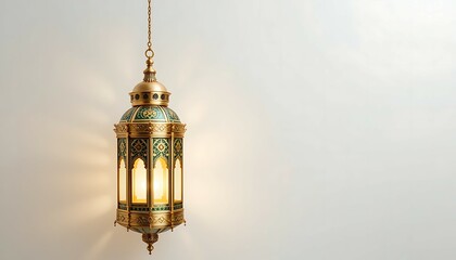 Obraz premium Illuminated Decorative Hanging Lantern with Intricate Design