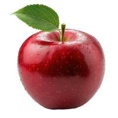 red apple with a green leaf transparent background
