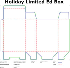 Die Cut Template Layout For Cardboard Box Packaging Design With Dimensions
