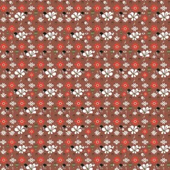 Elegant Flower Fabric Patterns Red and White Floral Textile Design
