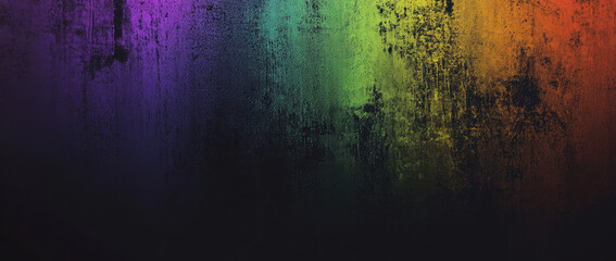 Colorful gradient background with blend of vibrant rainbow hues against dark backdrop, creating striking visual effect that evokes sense of creativity and energy