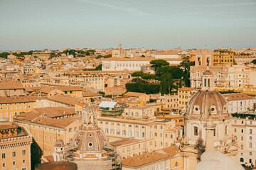 Fototapeta premium Senatorial Palace. 12th century municipal building on Roman foundations with a bell tower, Michelangelo elements. Rome, Italy