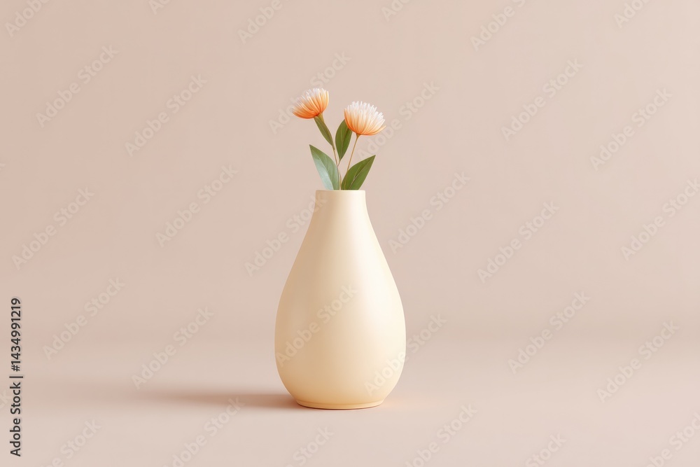 Poster minimalistic 3d home decor object showcased on smooth solid color background