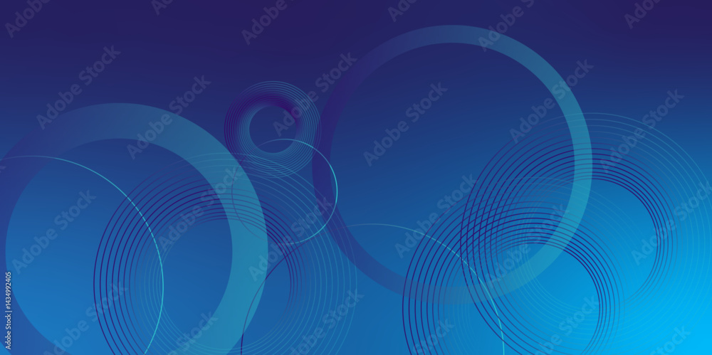 Poster modern abstract gradian background with transparent layers circle shape with shadow. blue and color 