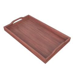 Wooden Serving Tray, 3d illustration isolated on white background
