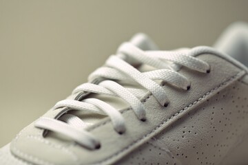 minimalistic close-up of single sports shoe against neutral background
