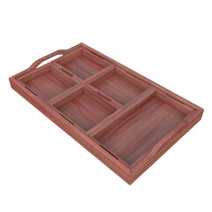 Wooden Serving Tray, 3d illustration isolated on white background