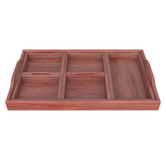 Wooden Serving Tray, 3d illustration isolated on white background