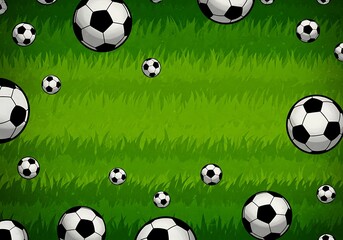 Naklejka premium Soccerball Shower on Green AI Generated