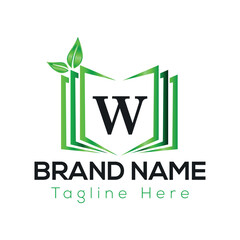 Green leaf eco icon vector design symbolizes a natural and organic company logo concept W logo template