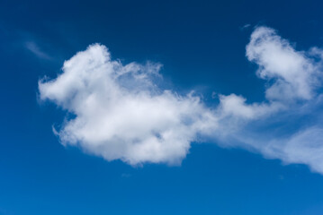 clouds clumping in the blue sky