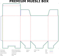 Premium Muesli Box Packaging Die Cut Template For Cardboard Design Blueprint