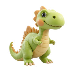 Naklejka premium A cute green baby dino, a funny reptile cartoon character with a smile, is a fun vector illustration of wildlife art