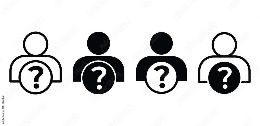 Poster anonymous person icons black and white question mark user symbols vector design