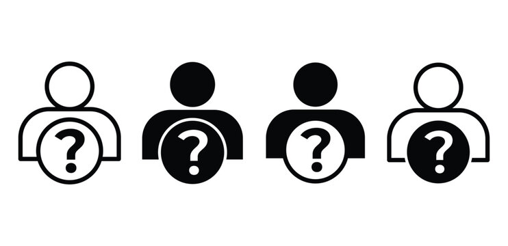 Anonymous Person Icons Black and White Question Mark User Symbols Vector Design