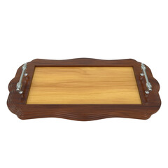 Wooden Serving Tray, 3d illustration isolated on white background