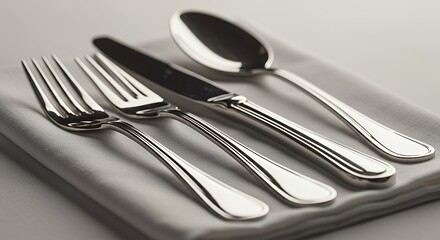 Elegant Silverware Set on Crisp White Linen: A Table Setting for Refined Dining
