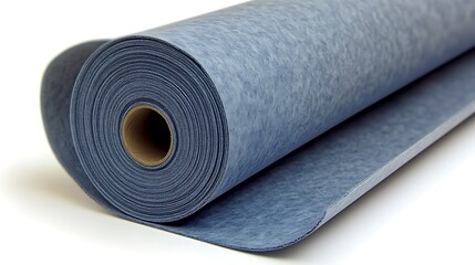 Close-up of a rolled sheet of denim blue material perfect for backgrounds