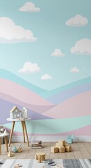 Fototapeta premium Pastel Dreamscape Mural AI Generated
