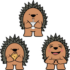 funny porcupine cartoon expressions pack collection in vector format