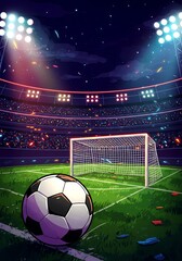 Nightfall Goal: Stadium Spotlight AI Generated