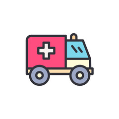 Ambulance colored icons, minimalist vector illustration ,simple transparent graphic element .Isolated on white background